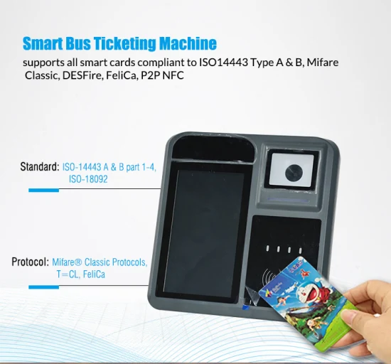 POS 시스템을 갖춘 안드로이드 9.0 7인치 터치스크린 NFC 카드 리더기 교통 요금 청구서 버스 검사기(P18-Q)